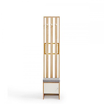 hoi! 林氏木業北歐風百搭單人座凳0.4M隔間櫃 LS187-原木色+白色 (H014296150)