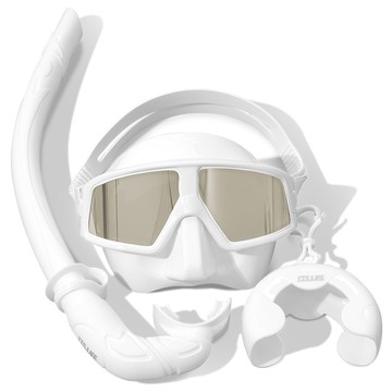 It's Life 雙鏡面自由潛水浮潛面鏡組  FREE  白色 UV防護