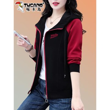 啄木鳥女士衛衣外套女春秋2025新款洋氣休閑中年媽媽女裝連帽上衣