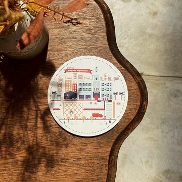 | 臺南卡通建築系列 - 119消防大樓 | 吸水陶瓷杯墊(浮雕款)