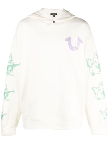 True Religion - graphic-print long-sleeve hoodie - men - Cotton/Polyester - S - Neutrals