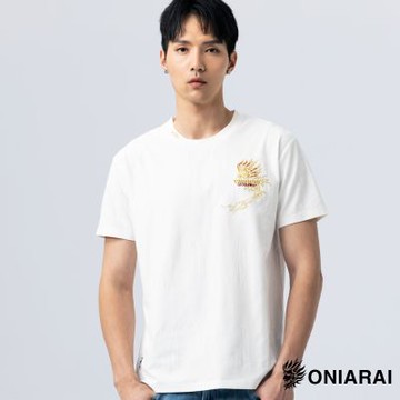 鬼洗 BLUE WAY – 和藝術墨痕大緹花短TEE(白)