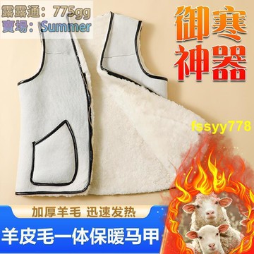 整皮羊皮毛一體馬甲男女羊羔毛坎肩真羊毛內膽背心羊剪絨加厚馬夾