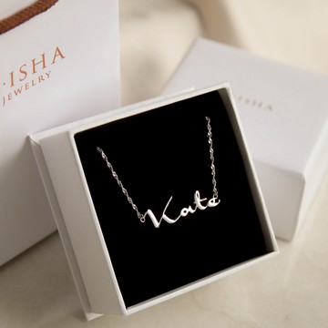 【Isha Jewelry】客製化禮物 英文姓名純銀項鍊 潮流手寫感字體 | 獨一無二。純銀一體成型