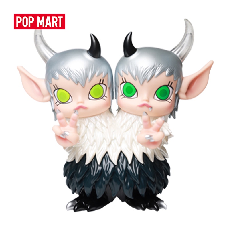 POPMART泡泡瑪特MOLLY雙子獸黑銀版限定品手辦道具玩具創意禮物盲盒推薦