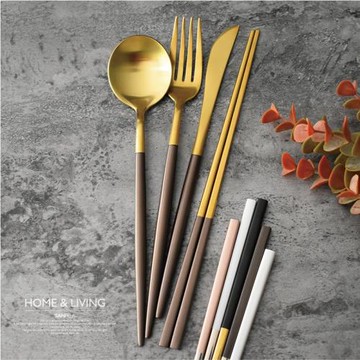 歐式西餐餐具便攜刀叉套裝筷子勺子叉子家用帶盒304不銹鋼四件套