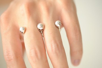 925銀 雙骷髏開口戒指 手工製作