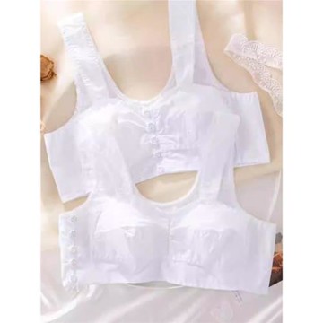 中老年棉布文胸超薄無鋼圈媽媽前扣邊扣內衣文胸中老年人老式胸罩