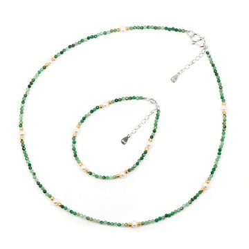 【正佳珠寶】天然淡水珍珠 極細非洲玉 珍珠項鍊 珍珠手鍊