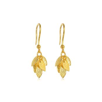 Essence「永」 【網路獨家款】金葉搖曳 黃金耳環 (一對)_計價黃金