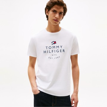 【Tommy Hilfiger】動感旗幟標誌 T 恤_裸色