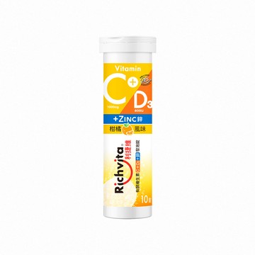 Richvita 有酵維生素C+D3+鋅發泡錠 (10錠/罐)