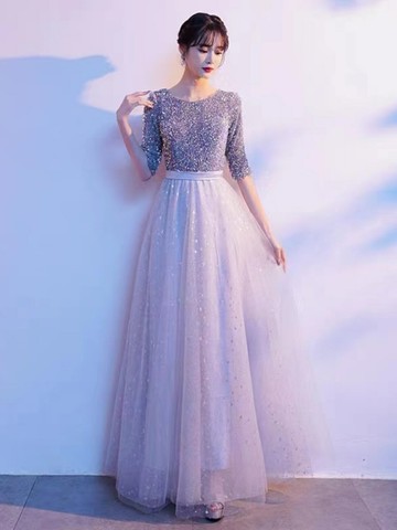 大尺碼晚禮服洋裝 星空晚禮服女大合唱團演出服女2025新款朗誦氣質獨唱指揮服裝長裙