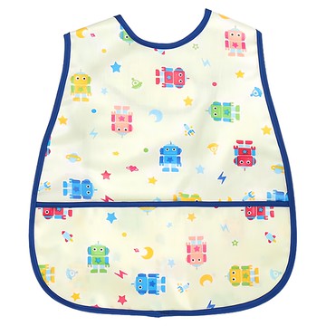 Yomilock 印花防水圍兜  適用於3個月以上嬰兒  多種可愛圖案可選  藍色機器人款  1件