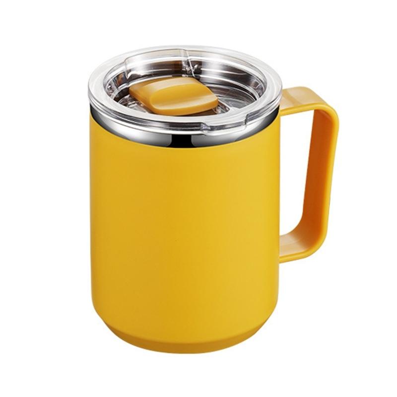 Double Wall Stainless Steel Mug with Handle and Lid Portable Insulated Cup for Outdoor Traveling Drinking Water Tea