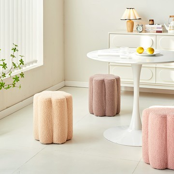 台灣 MH家居 可麗露羊羔絨化妝椅凳（免組裝） - 淡藕紫