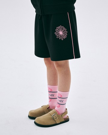 MARDI MERCREDI 童裝 休閒短褲 黑色 經典小雛菊 粉花 KIDS NEOPRENE SHORTS FLOWER