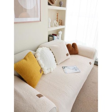 冬季純色毛絨沙發墊客廳布藝皮沙發防滑坐墊高檔北歐羊羔絨沙發巾