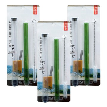 Kiyodo 彩色玻璃大口徑吸管 3件組  3組  3件