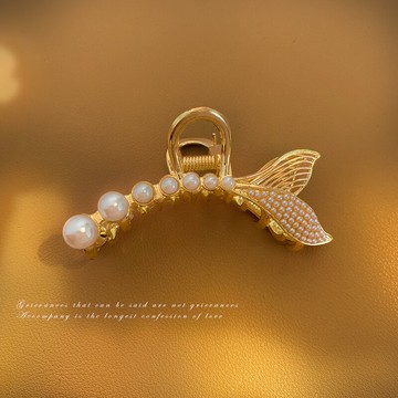 金屬珍珠魚尾后腦勺小號抓夾小發夾小巧精致高端發卡高級感發抓女