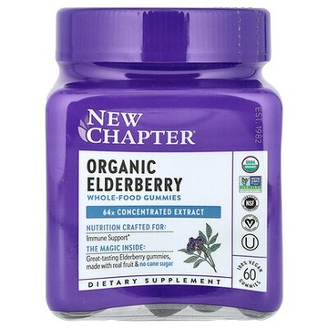 New Chapter, Organic Elderberry Whole-Food Gummies，60 粒全素軟糖
