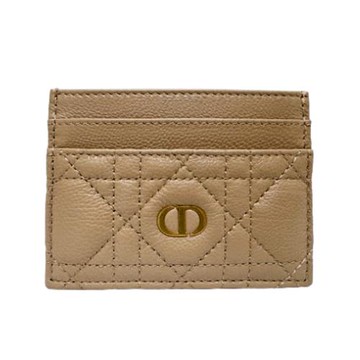 【DIOR】迪奧 柔軟 Cannage 藤格紋圖案小羊皮 卡夾/名片夾 奶茶色 - S5130UWHC 55U