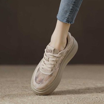 網面透氣運動休閑系帶網鞋2024年夏季新款厚底松糕薄款包頭涼鞋女