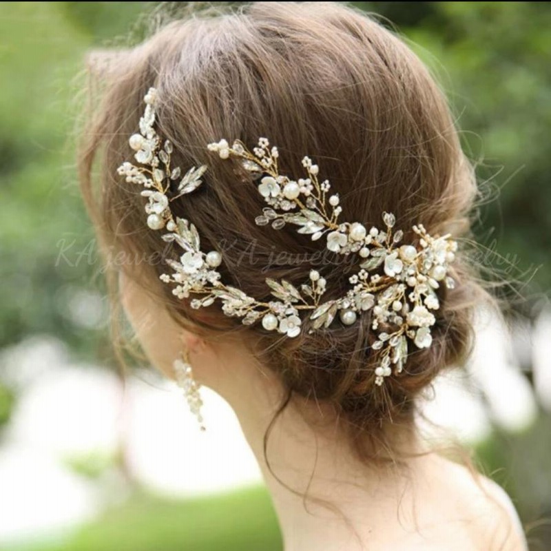 結婚式 ヘッドドレス ゴールド ウェディング ヘアアクセサリー