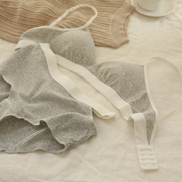 內衣狂世家螺紋棉法式無鋼圈運動少女小胸三角杯文胸防走光抹胸