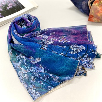 大尺寸雪紡絲巾 攝影師水野克比古作品 京都 高雄 櫻花 Ballett Kyoto 採用柔軟雪紡材質 日本製造