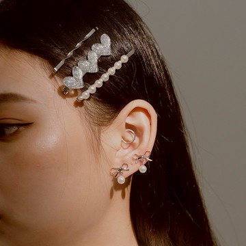 QUEENSHOP_ F 女裝 正韓 質感蝴蝶結珍珠耳針式耳環 現+預 【07030920】