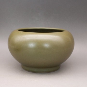 清雍正茶葉末釉水淺高筆洗 古玩古董陶瓷器仿古老貨收藏品擺件