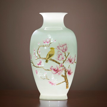 景德鎮陶瓷花瓶中式現代大師手繪薄胎玲瓏客廳家居玄關裝飾品擺件