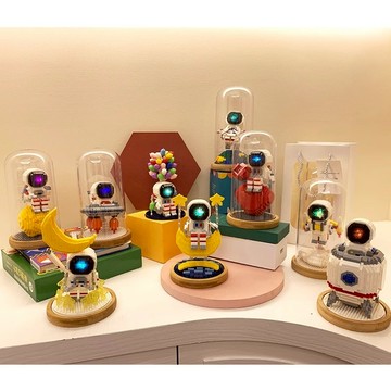 高 樂 積木人仔 微縮 積木 麥塊 人 小積木組裝 宇航員 積木 小顆粒 迷你積木人 發光 宇航員 積木 兒童益智玩具組