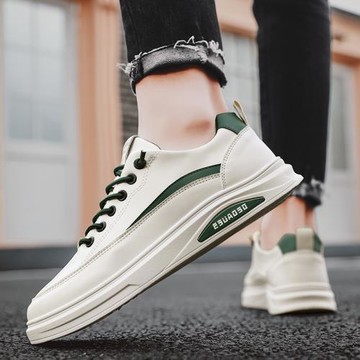 免系帶男鞋2025春季新款百搭小白板鞋男士皮鞋一腳蹬運動休閑潮鞋