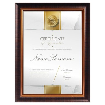 TRENY 古典A4獎狀證書相框 咖啡色 PS塑膠+纖維板  25.5 x 34 x 1.2cm  1個