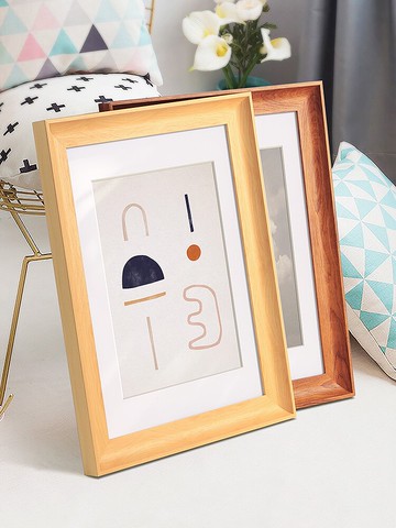 美式大尺寸掛墻相框裝裱畫框定制20寸4K5075柚木色18寸16創意像框