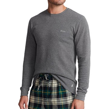 Polo Ralph Lauren RL 熱銷刺繡文字下擺小馬素面長袖T恤-深灰色