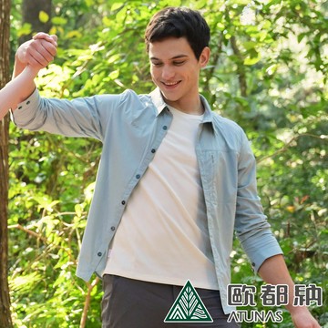 男款涼感長短袖襯衫(A1SH2401M淺藍灰/舒適彈性/排汗透氣/素面百搭/抗夏涼感)