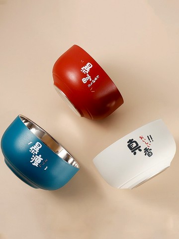 食品級304不銹鋼碗創意個性家用兒童學生雙層吃飯碗防摔單個小碗