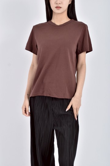 (S) gu質感棉質純棉素面棕色短袖上衣