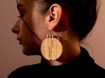 木質垂墜耳環 - 梣木與胡桃木飾品，送禮佳選，波希米亞風格