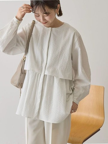 質感緞面層疊式長版襯衫(0H001108200) - AMERICAN HOLIC