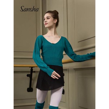 Sansha  法國三沙針織芭蕾舞蹈保暖上衣女跳舞訓練功服顯瘦毛衣