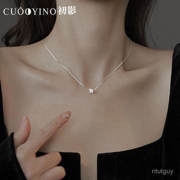 925純銀方糖項鏈女新款爆款氣質輕奢小衆設計高級鎖骨鏈 W69R