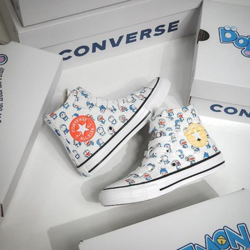 休閒鞋 Chuck Taylor All Star 1V 中童 白 藍 滿版 哆啦A夢 聯名 帆布鞋 A15793C