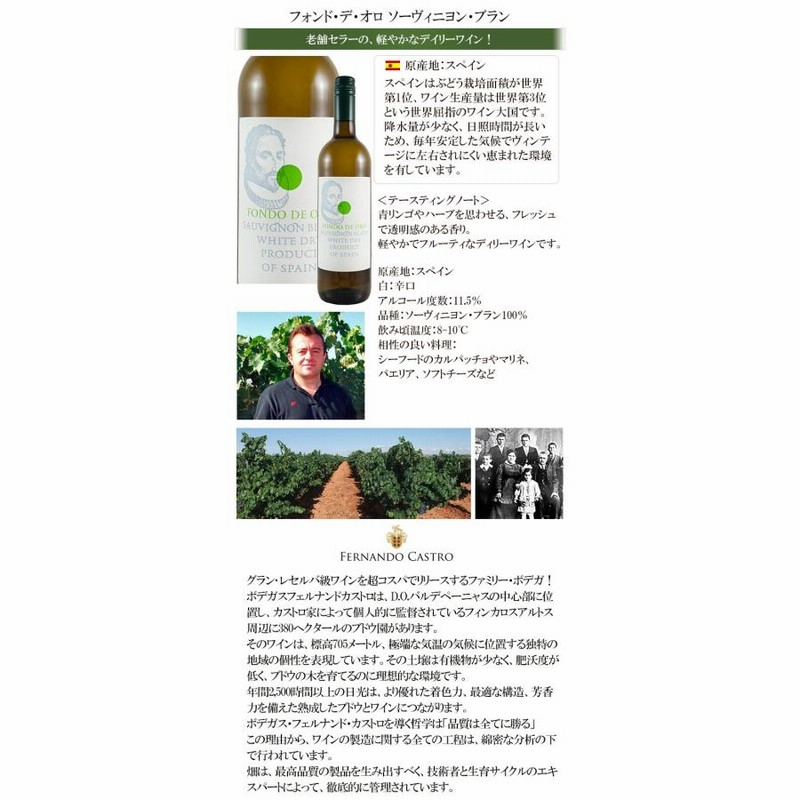 ワイン 白ワイン フォンド デ オロ ソーヴィニヨン ブラン 辛口 スペイン 白 スペインワイン | LINEショッピング