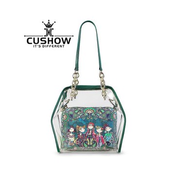 卡秀原創小眾印花鏈條果凍包2025新款百搭透明女包單肩斜挎子母包