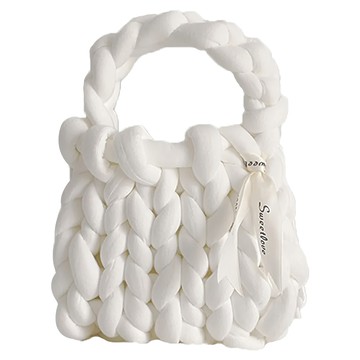 DIY粗毛線編織包材料包  牛奶白  1個