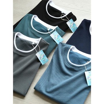 桑蠶絲混紡！男士秋季新款！2024年春季圓領假兩件套頭桑蠶絲衛衣